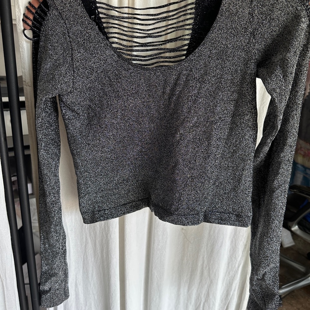 Bebe Black Cut Out Crop top